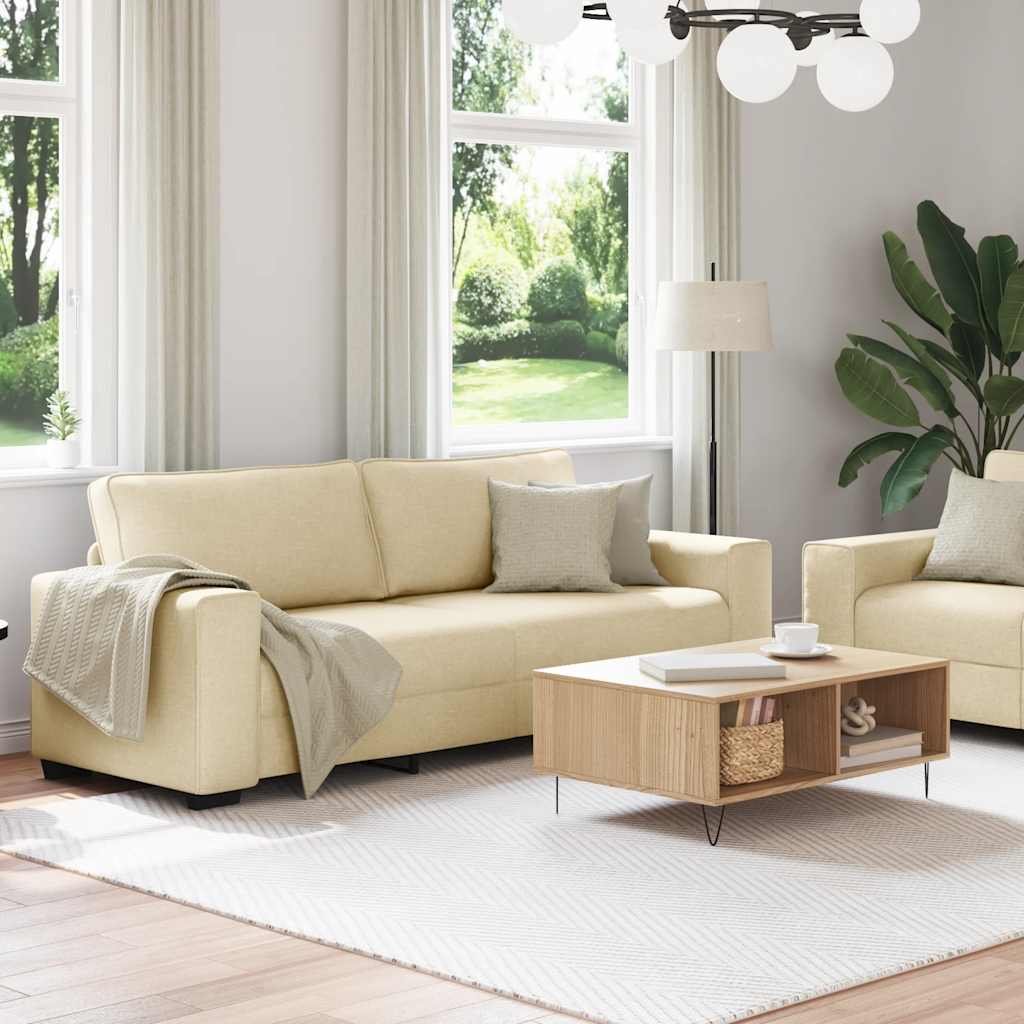 Conjunto de sofá de 2 peças com almofadas em tecido creme
