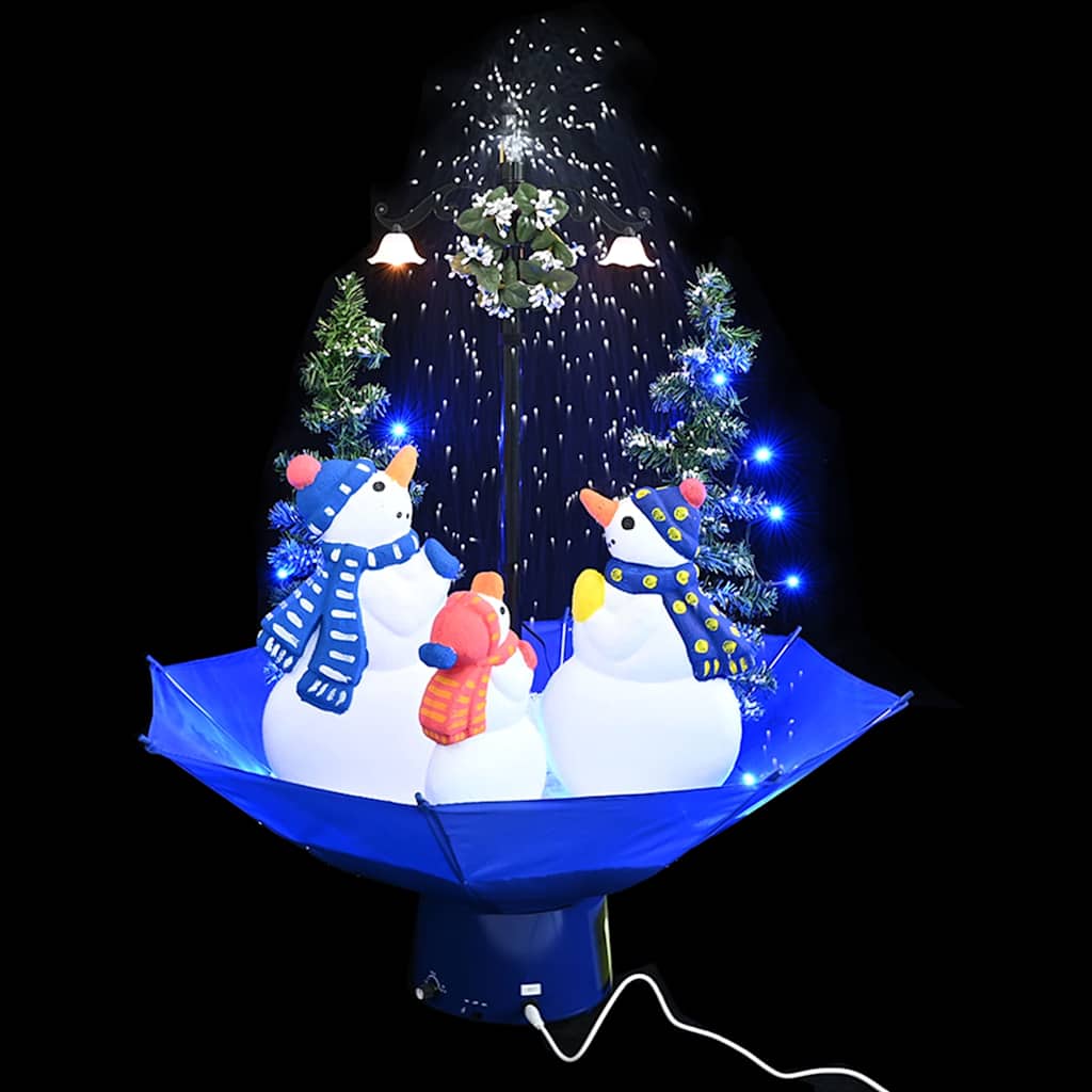 Árvore natal c/ neve base formato guarda-chuva 75 cm PVC azul