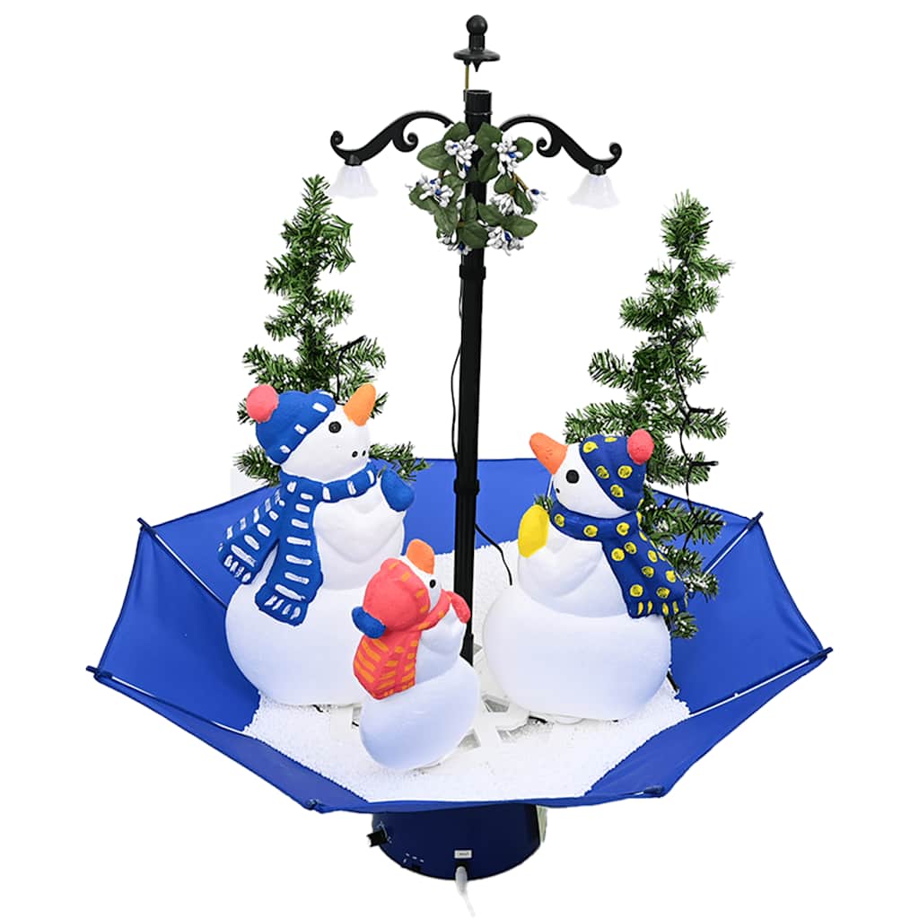 Árvore natal c/ neve base formato guarda-chuva 75 cm PVC azul
