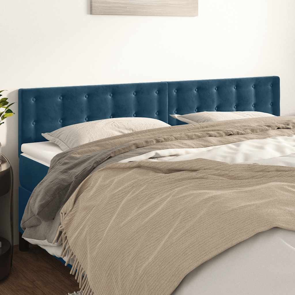 Cabeceiras azul-escuro 160x5x78/88 cm veludo