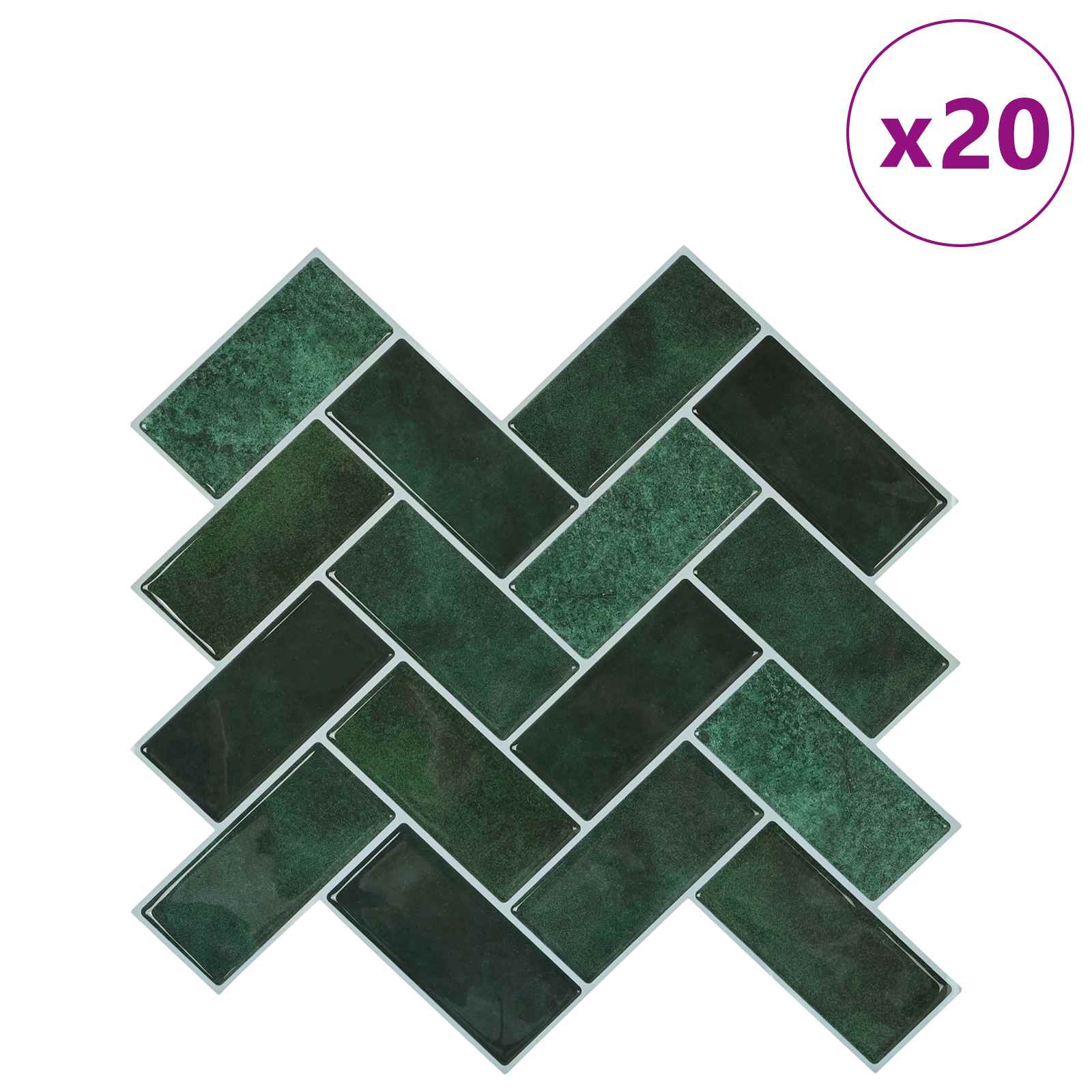 Azulejo chevron 20 unid. verde-escuro 30 x 30 cm