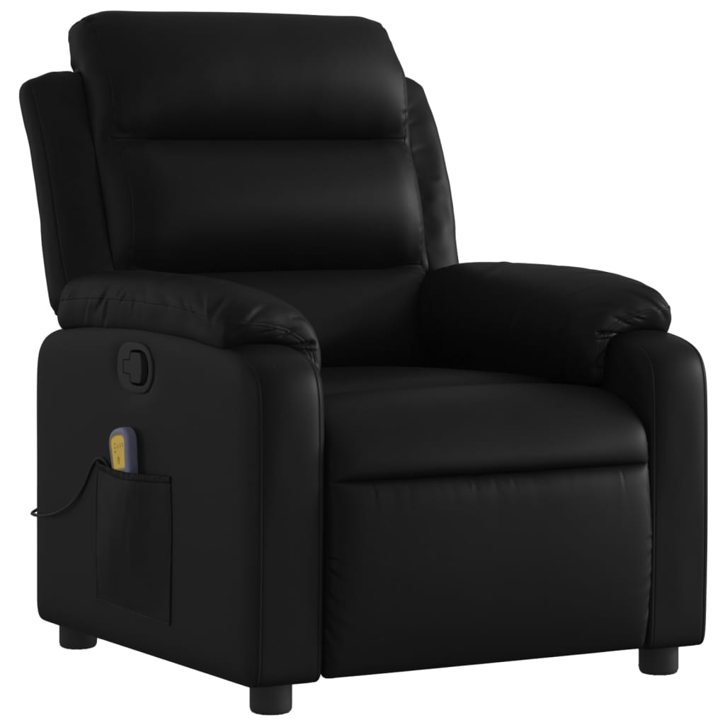Poltrona de massagem reclinável em couro sintético preto