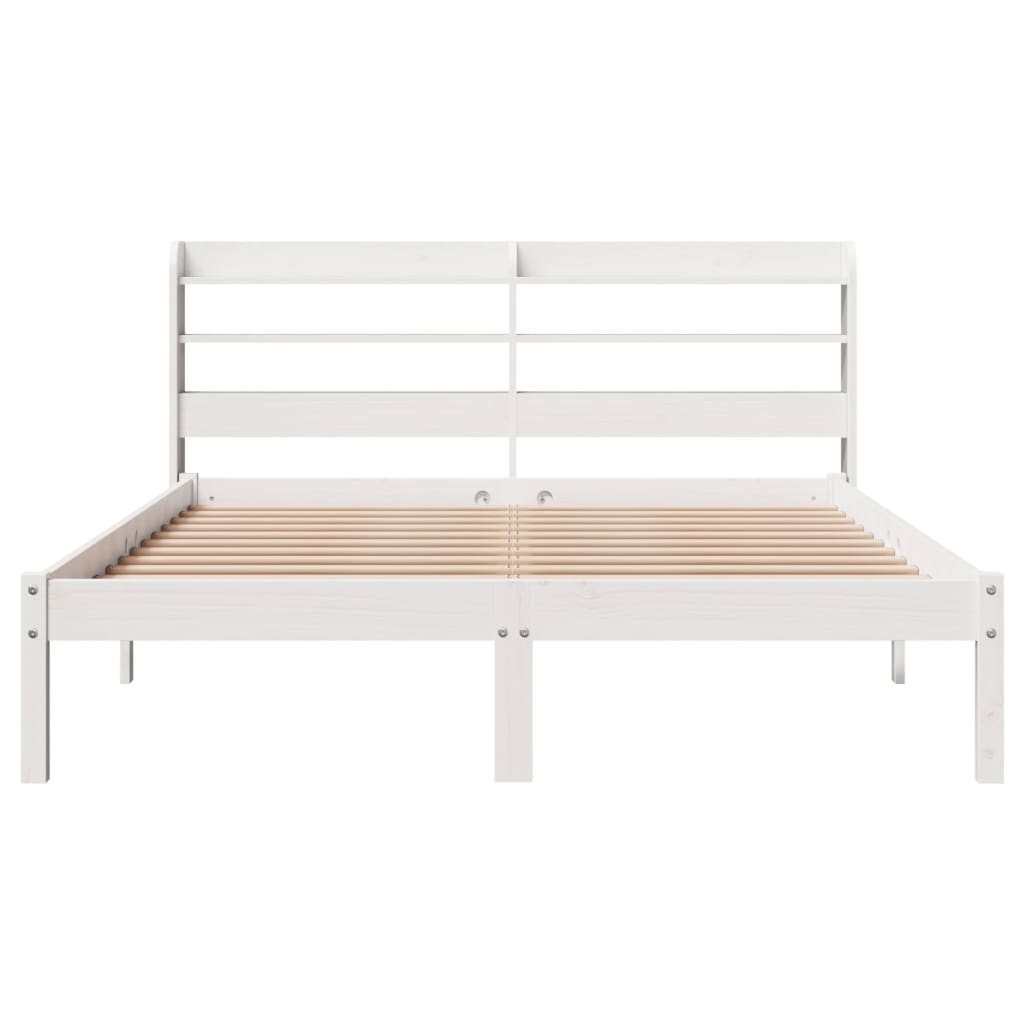 Cama sem colchão 150x200 cm madeira de pinho maciça branco