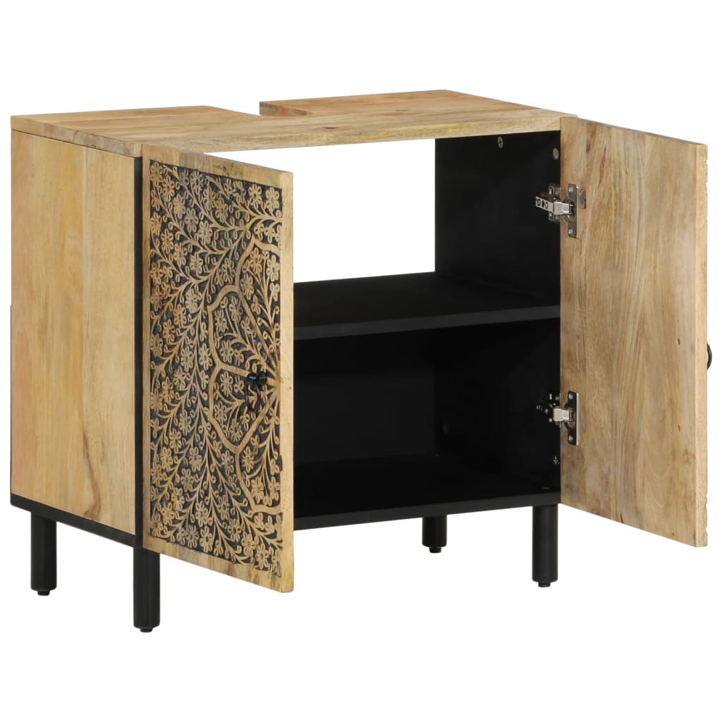 Armário para lavatório 62x33x58 cm madeira de mangueira maciça