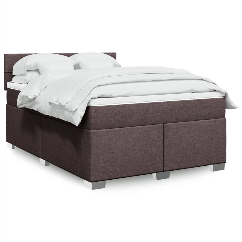 Cama com molas/colchão 140x200 cm tecido castanho-escuro
