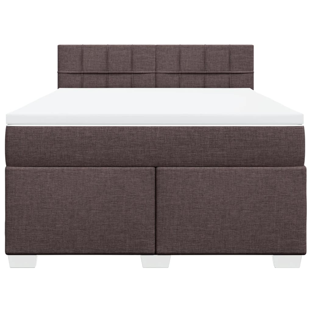 Cama com molas/colchão 140x200 cm tecido castanho-escuro