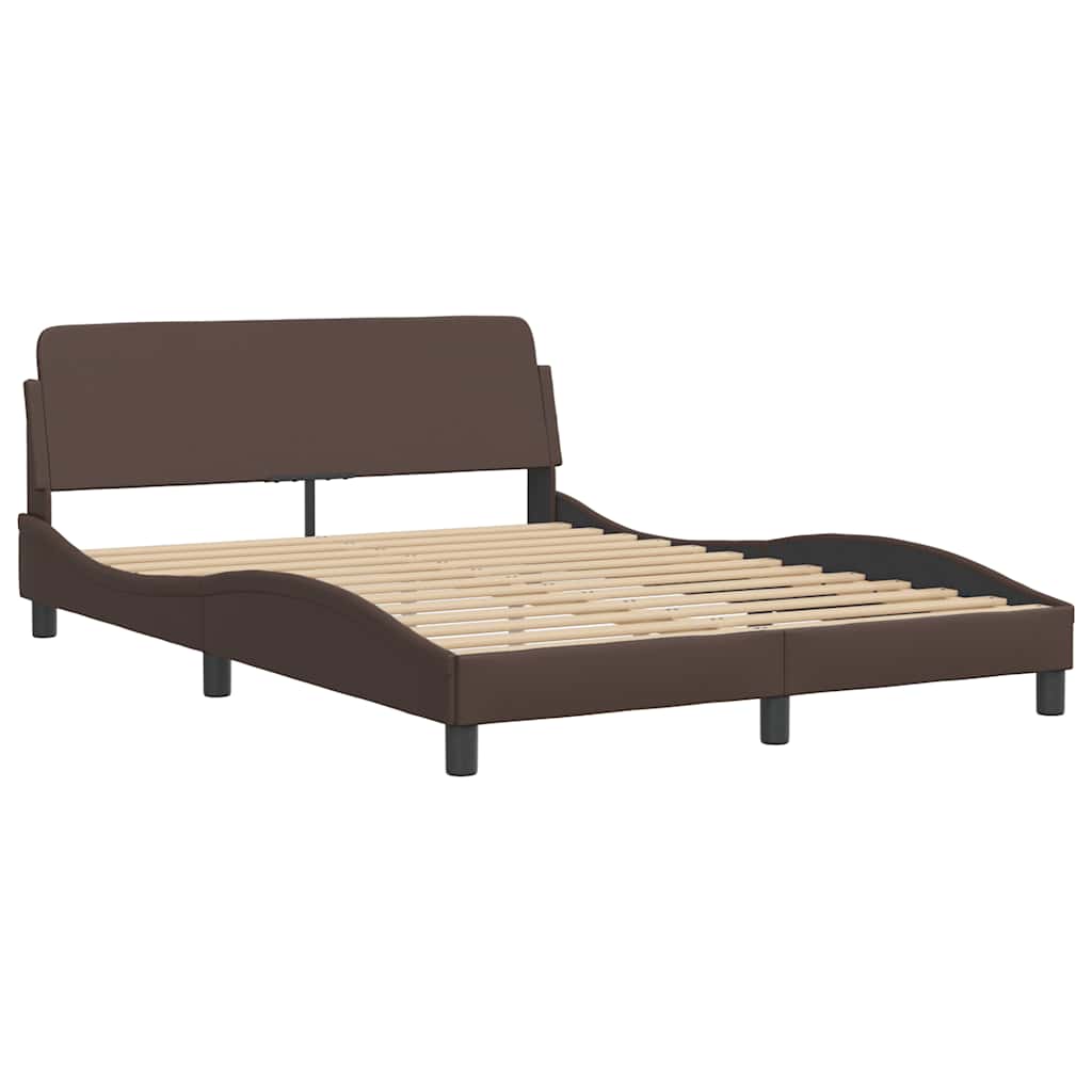 Cama com colchão dover 140x190 cm couro artificial castanho
