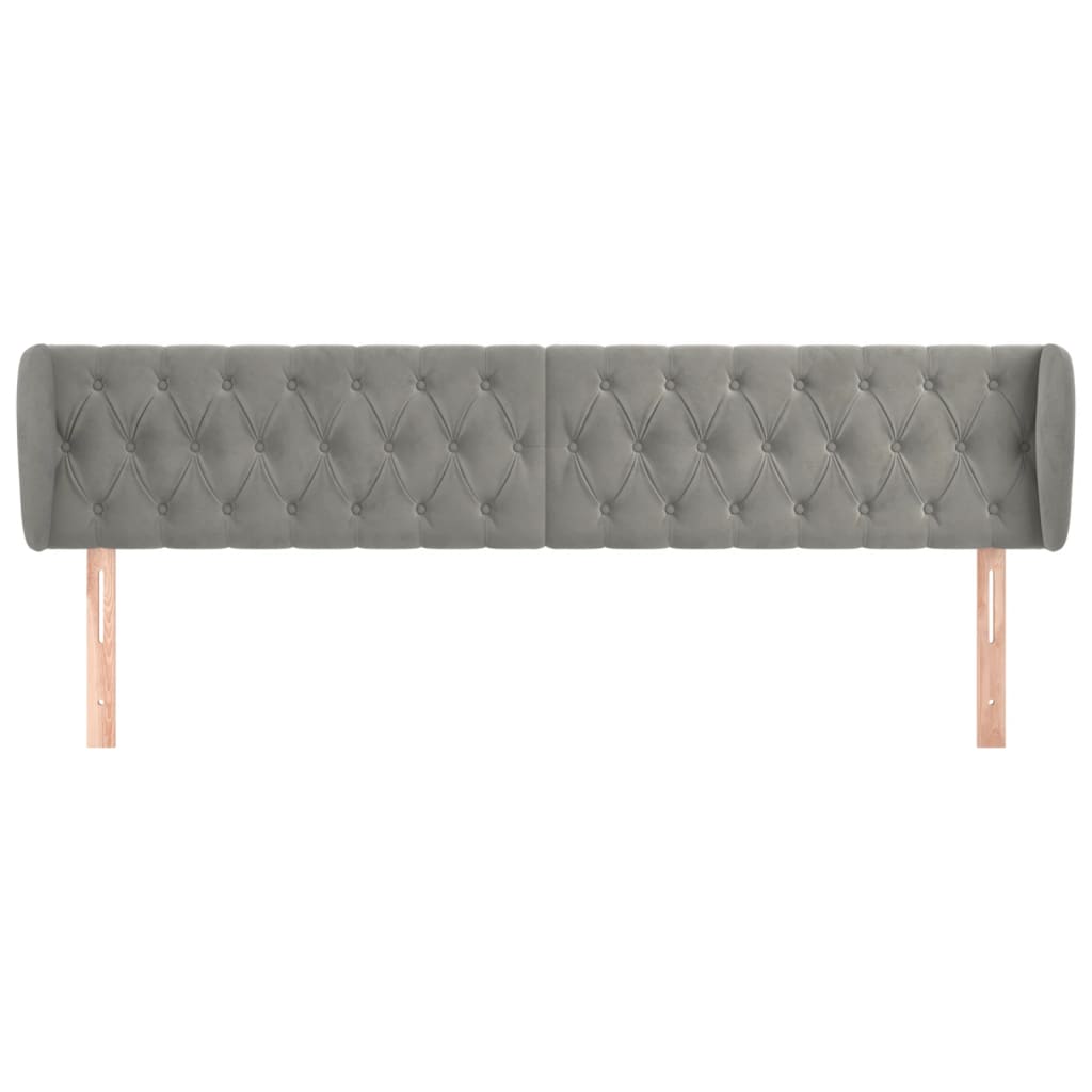Cabeceira de cama c/ abas veludo 203x23x78/88 cm cinzento-claro