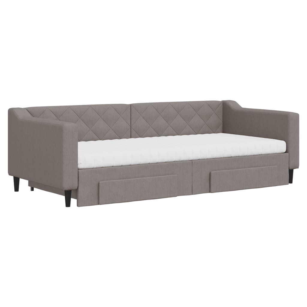 Sofá-cama c/ gavetão/gavetas 90x200 cm tecido cinza-acastanhado