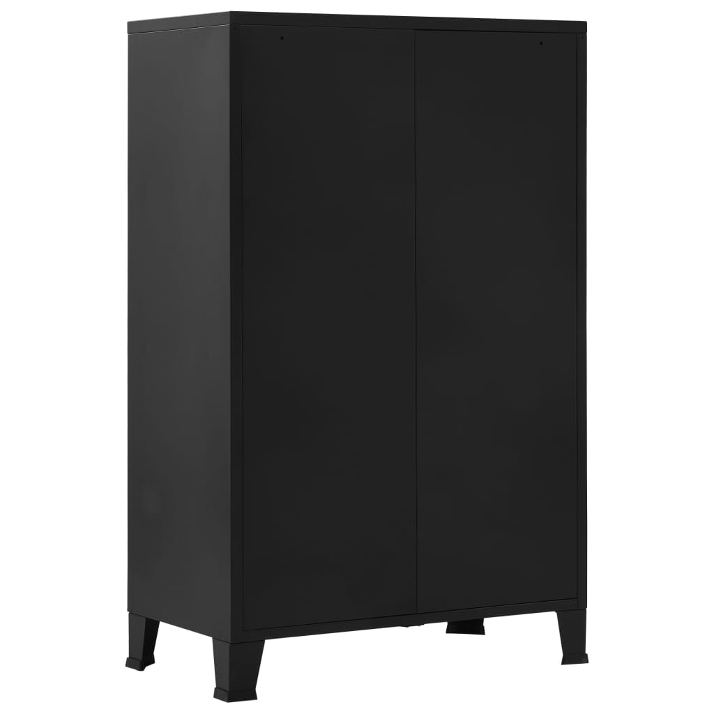 Armário de escritório com portas rede 75x40x120 cm aço preto