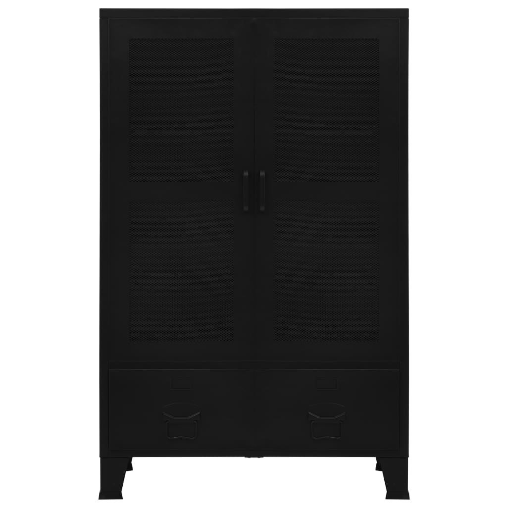 Armário de escritório com portas rede 75x40x120 cm aço preto