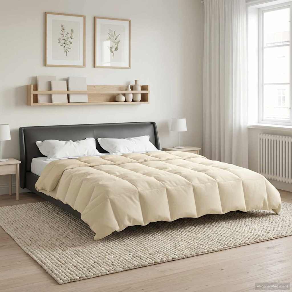 Edredom de verão simples creme 220 x 240 cm microfibra
