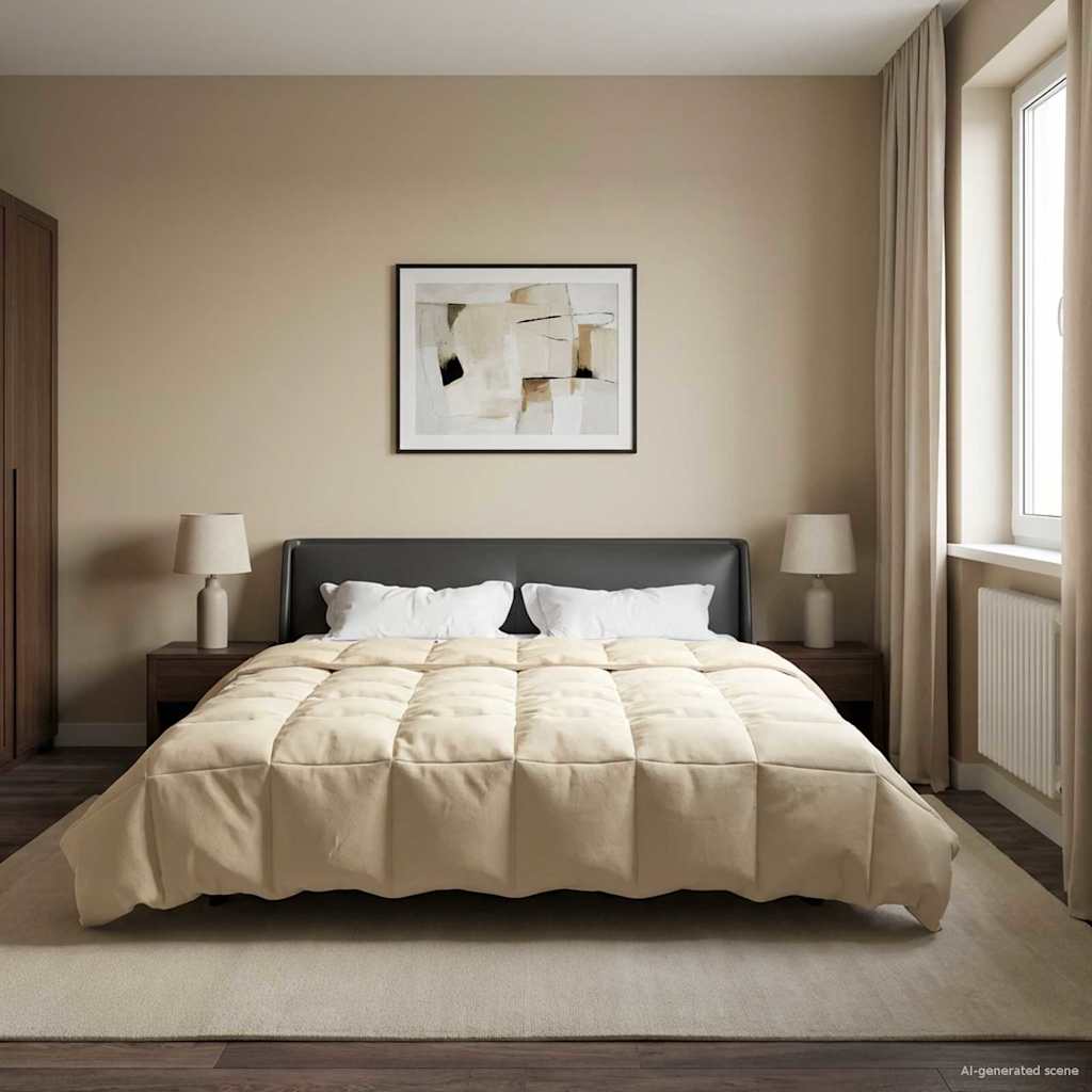 Edredom de verão simples creme 220 x 240 cm microfibra