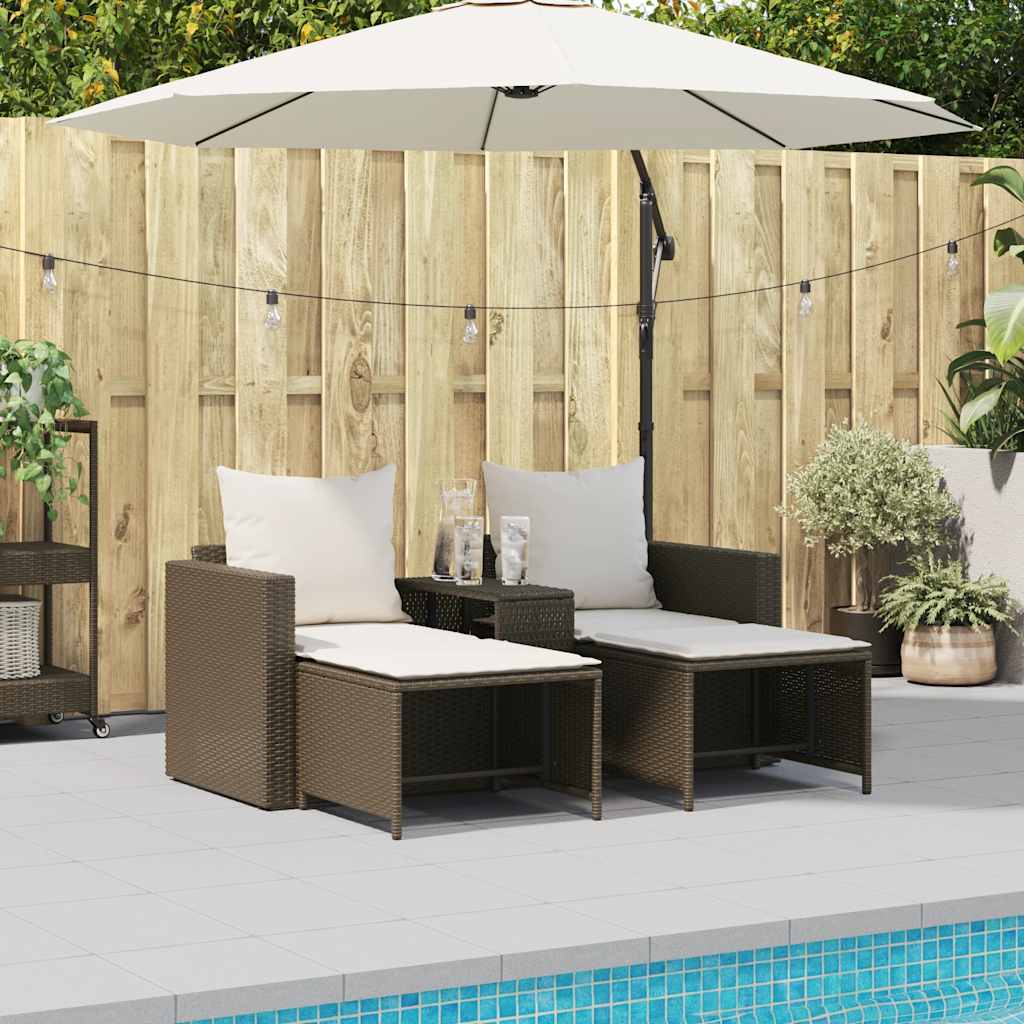 5 Pcs conjunto sofás de jardim c/ almofadões empilhável vime PE