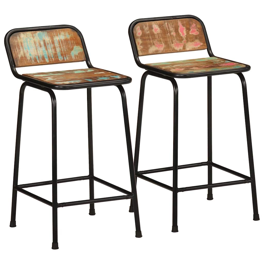 Bancos de bar 2 pcs 46x35,5x80 cm madeira maciça recuperada
