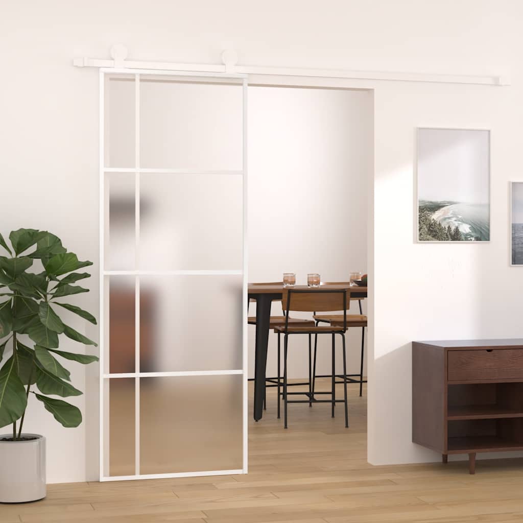 Porta deslizante em vidro esg fosco e alumínio 76x205 cm branco