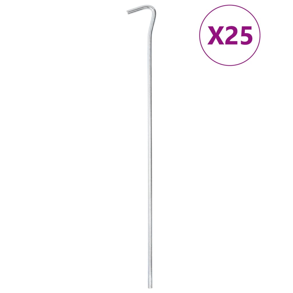 Estacas para tenda 25 pcs 30 cm ø7 mm aço galvanizado