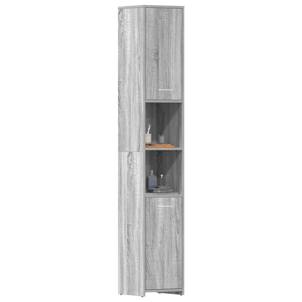 Armário wc 30x30x183,5 cm derivados de madeira cinzento sonoma