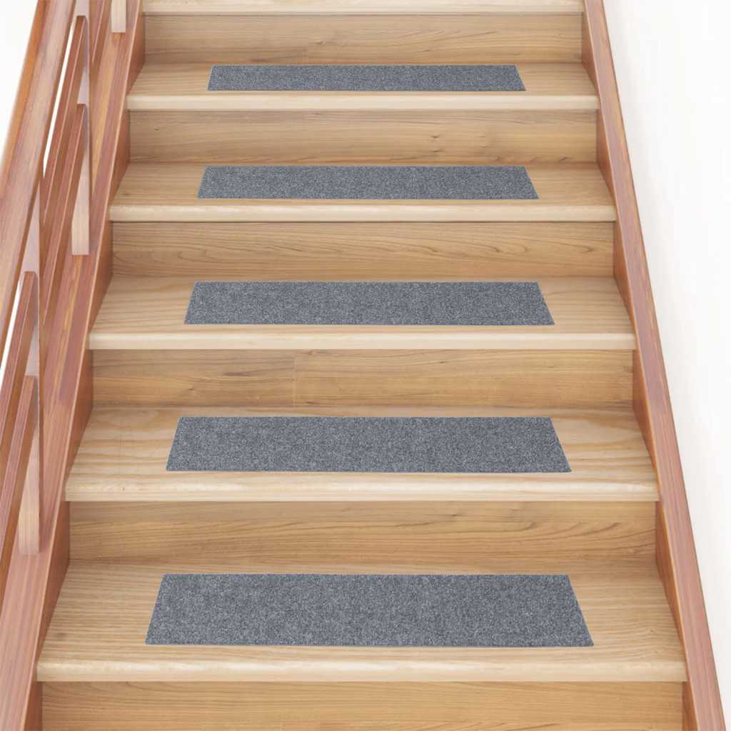 Tapetes de escada autoadesivos 30 peças 76x20 cm cinza claro retangulares