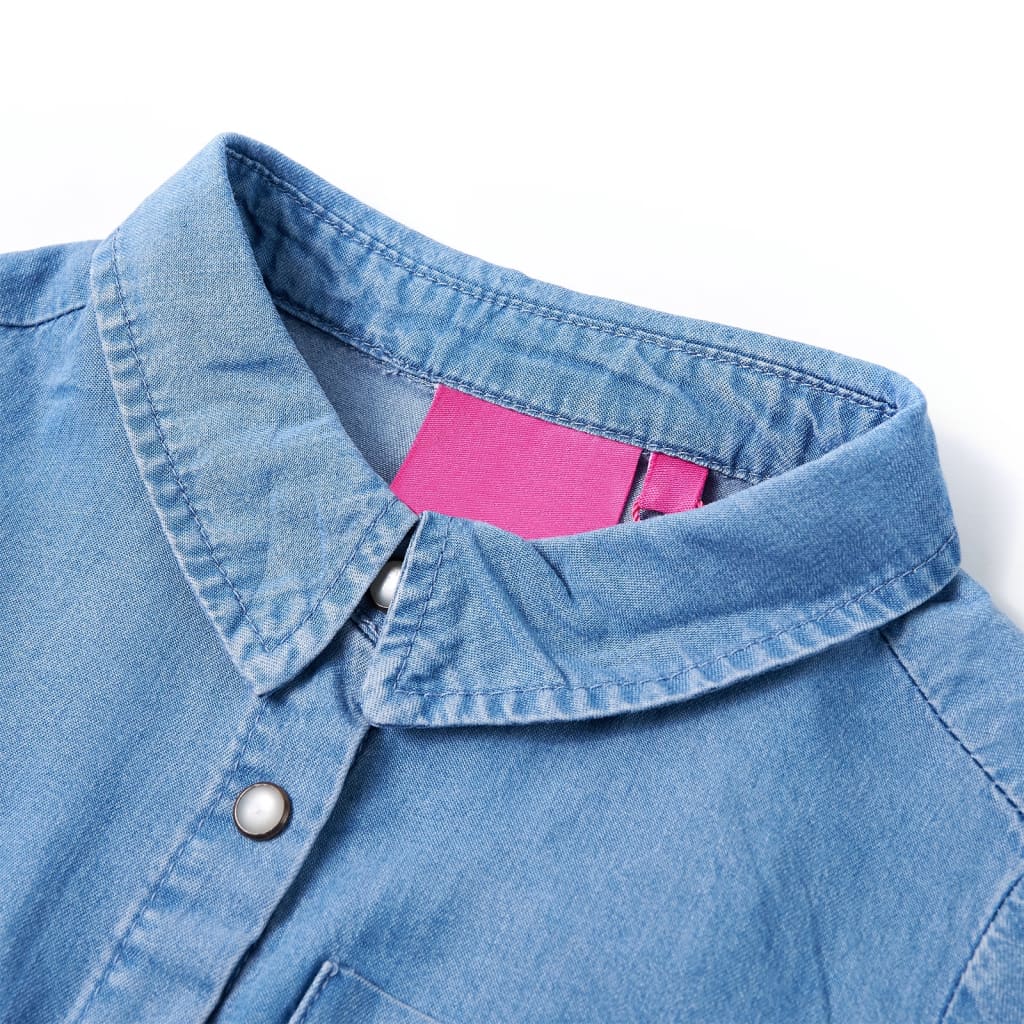 Vestido de manga comprida para criança azul-marinho e azul-ganga 104