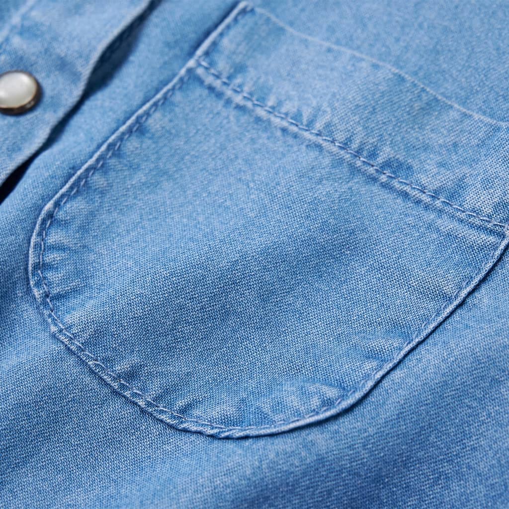 Vestido de manga comprida para criança azul-marinho e azul-ganga 104