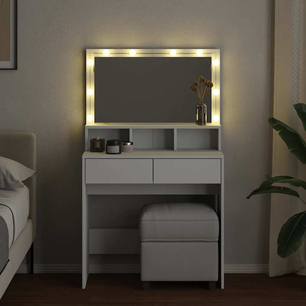 Toucador com LED 80x41x134,5 cm branco
