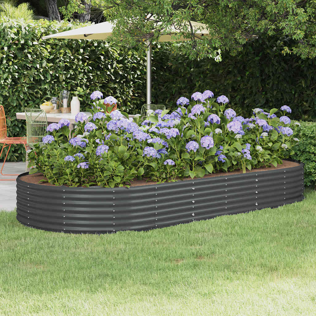 Canteiro elevado de jardim em aço galvanizado 296x140x36 cm antracite