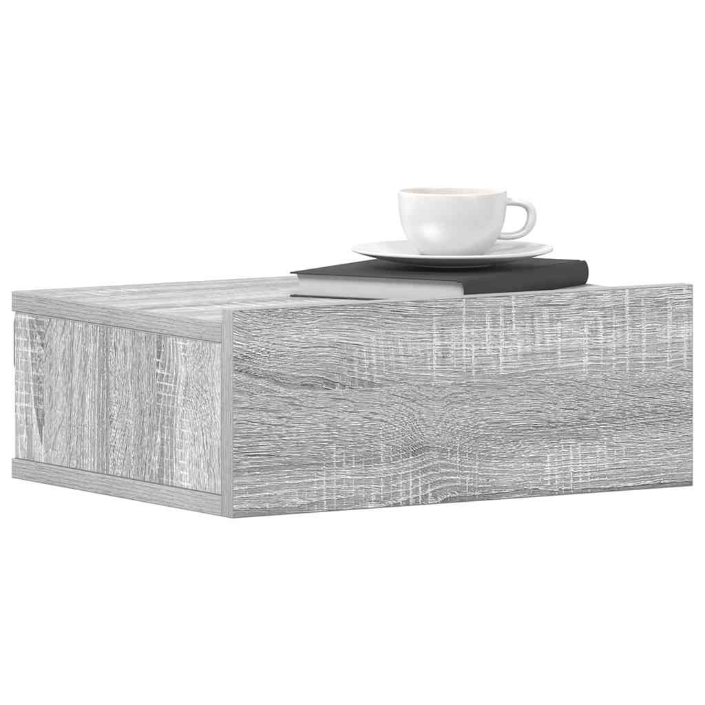 Mesas cabeceira suspensas 40x30x15 cm cor sonoma cinzento