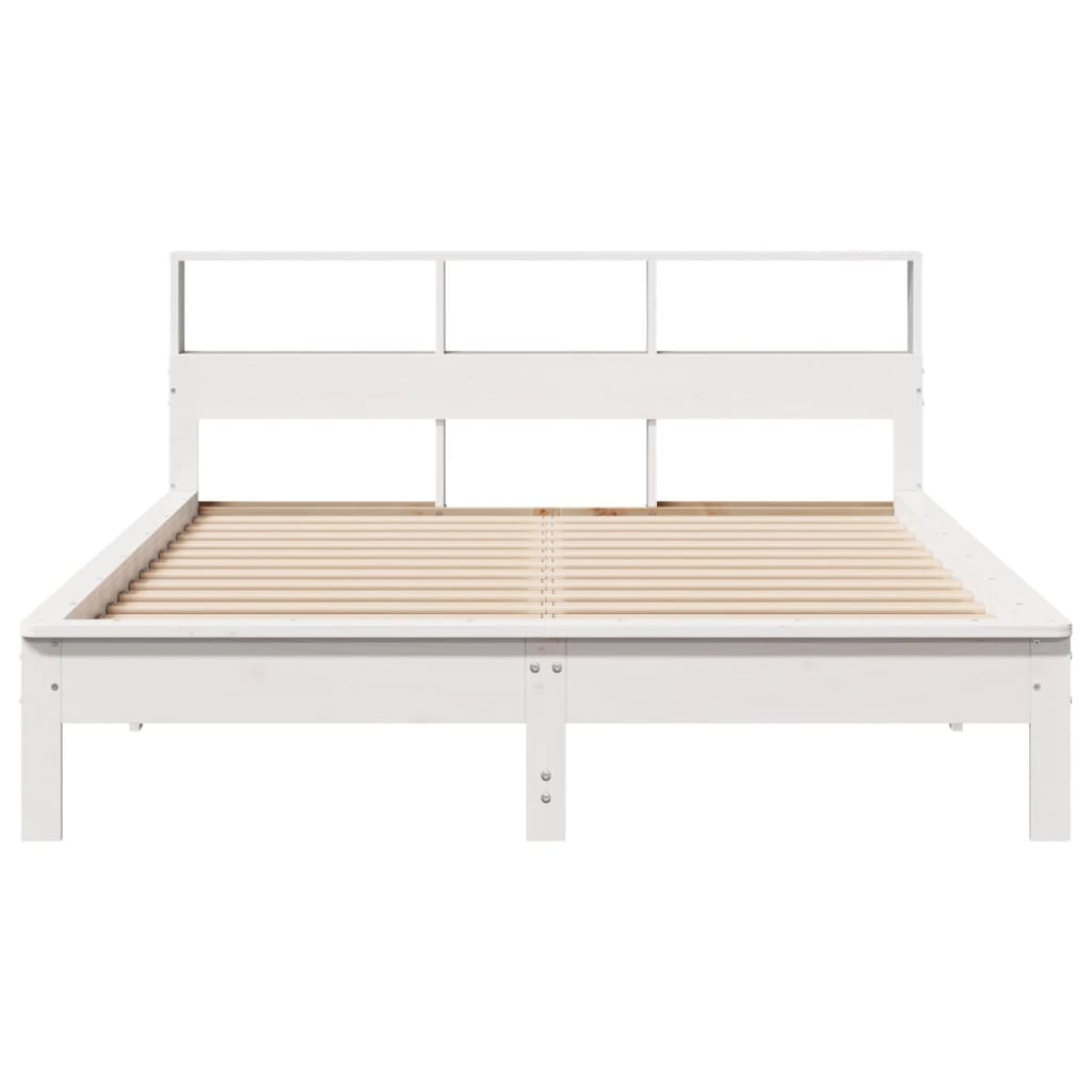 Cama sem colchão 140x200 cm madeira de pinho maciça branco