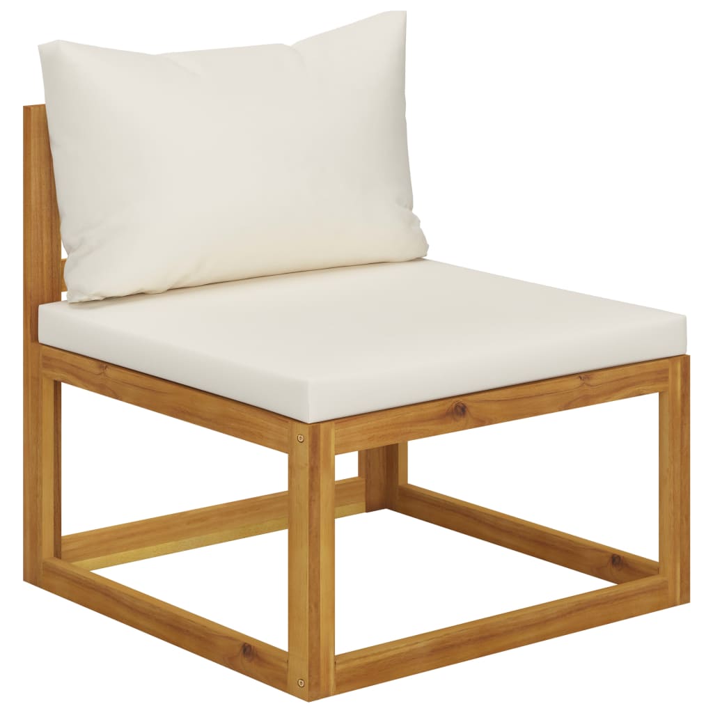 4 Pcs conjunto lounge jardim c/ almofadões acácia maciça creme