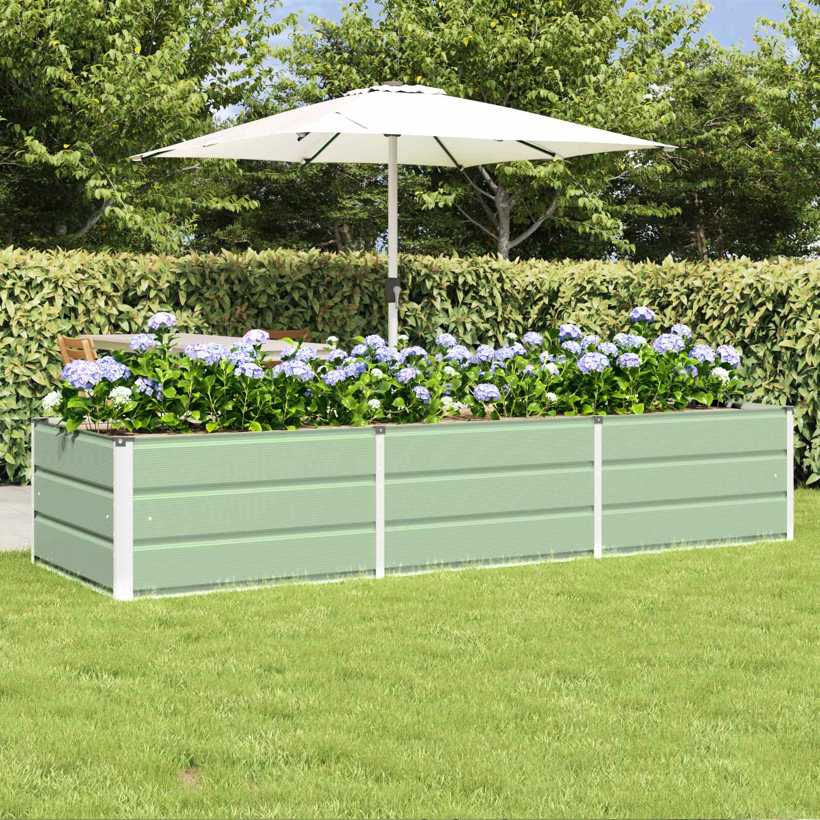 Floreira verde 240 x 80 x 45 cm aço