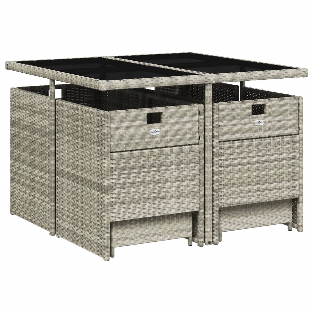 9 Pcs conjunto de jantar p/ jardim c/ almofadões cinzento claro