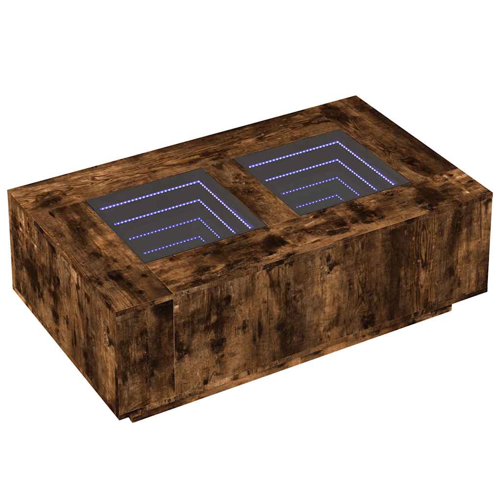 Mesa de centro luzes LED infinity 116x69x40 cm carvalho fumado