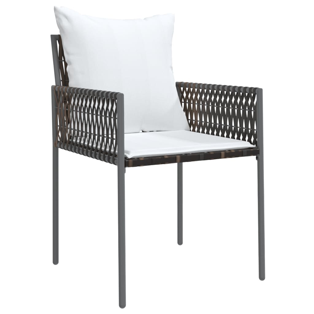 Cadeiras jardim c/ almofadões 6pcs 54x61x83 cm vime PE castanho
