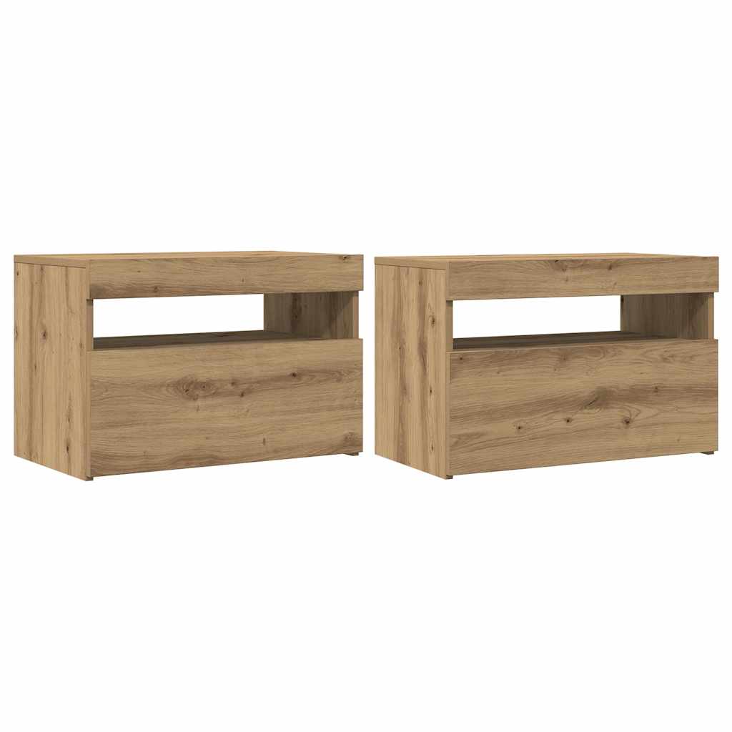 Móvel TV c/ luzes LED 2pcs derivados madeira carvalho artisiano