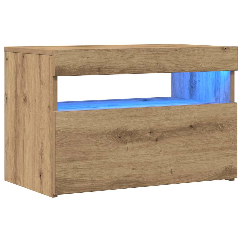Móvel TV c/ luzes LED 2pcs derivados madeira carvalho artisiano