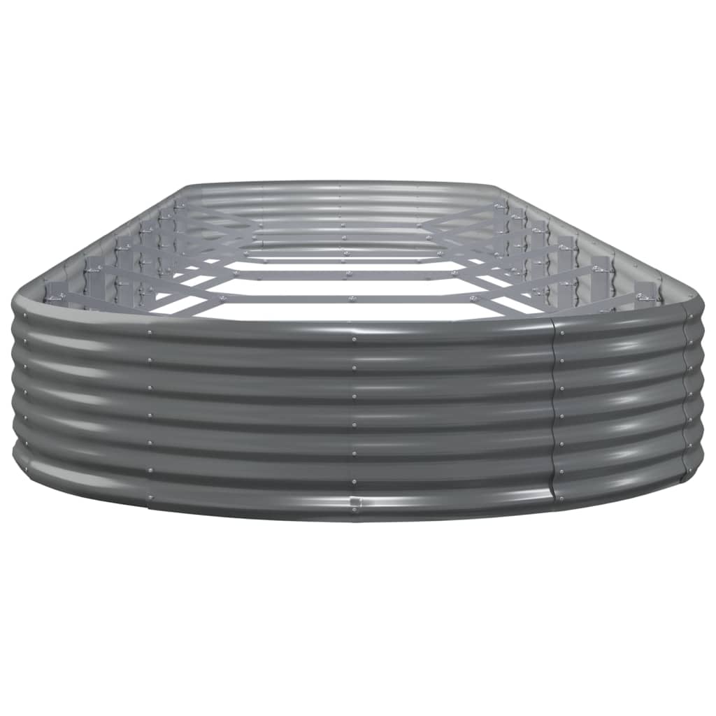 Canteiro elevado jardim 600x140x36 aço galvanizado cinzento