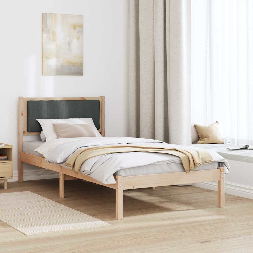 Estrutura de cama com cabeceira estofada cinza escuro