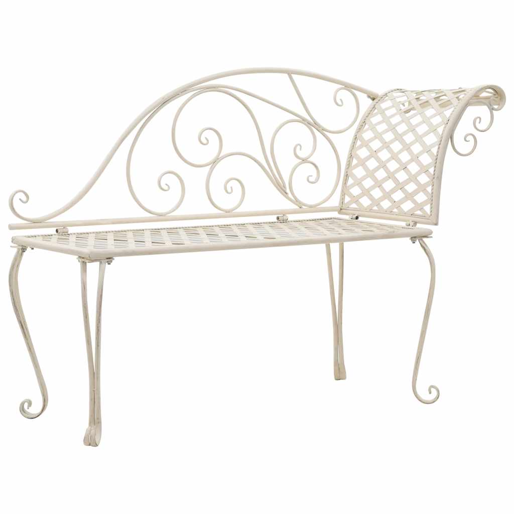 Chaise lounge para jardim 128 cm metal antigo branco