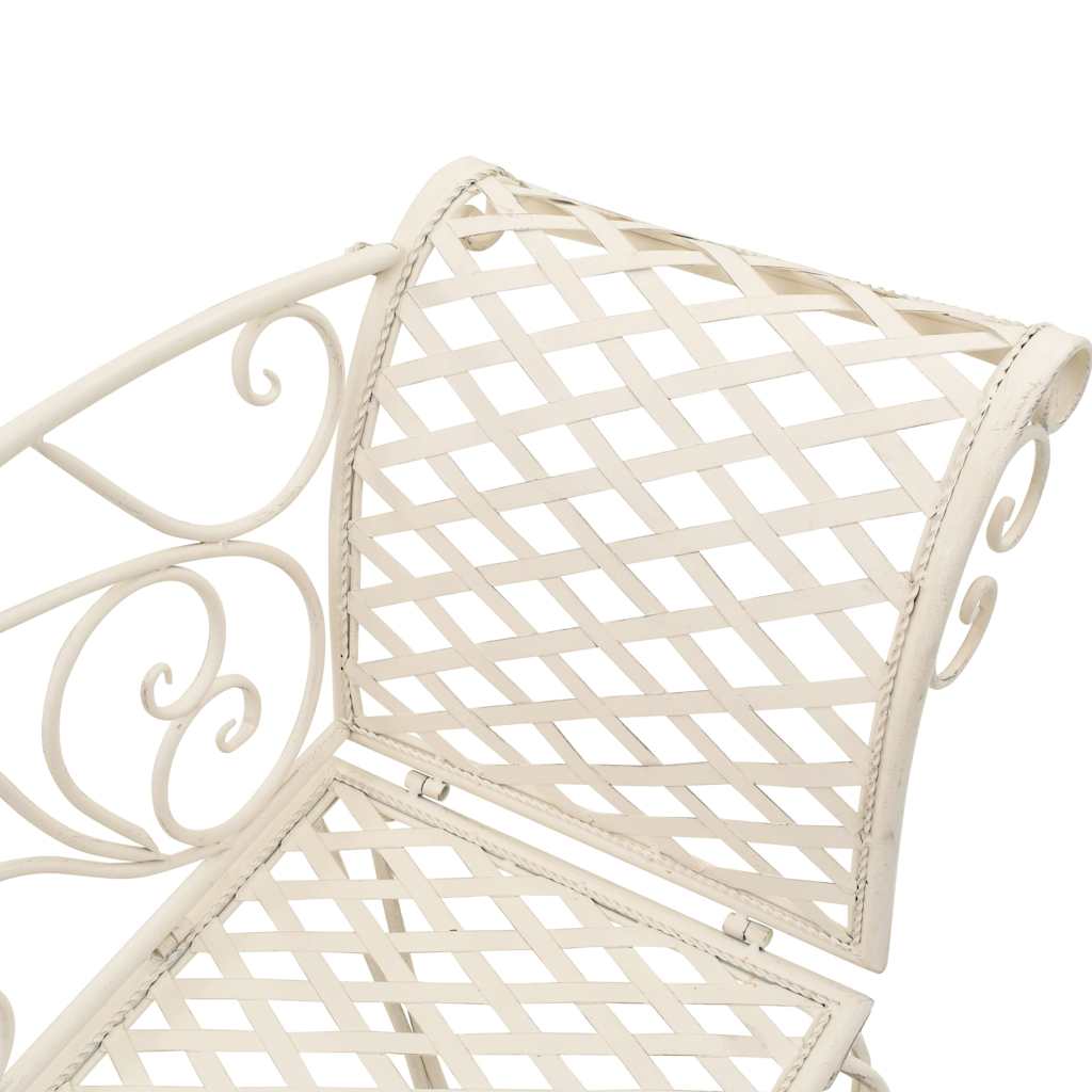Chaise lounge para jardim 128 cm metal antigo branco
