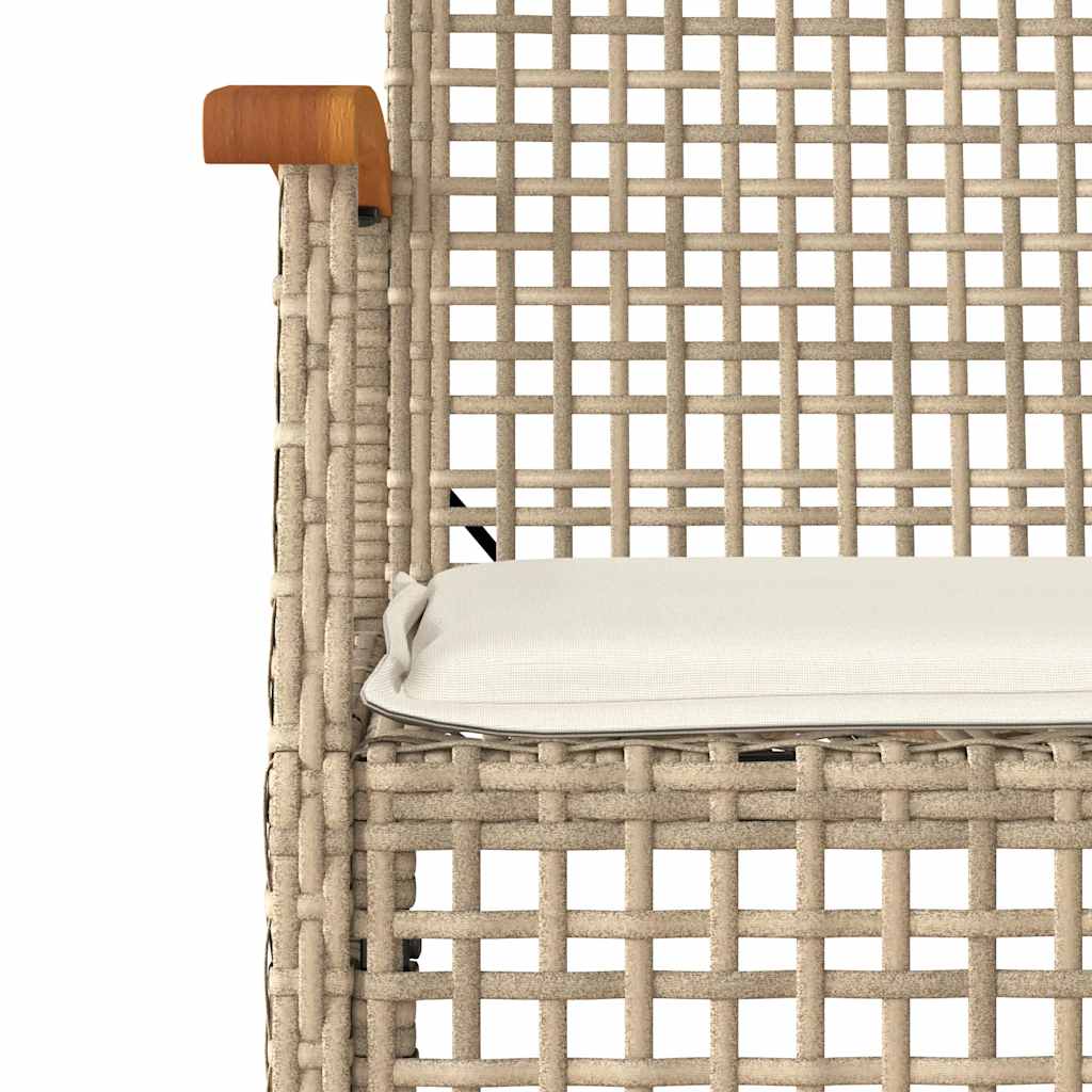 3 Pcs conjunto de jantar p/ jardim com almofadões vime PE bege
