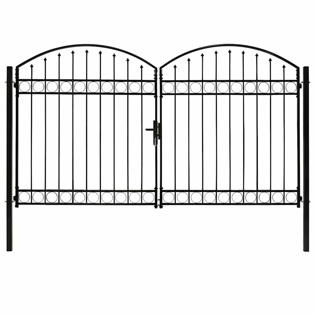 Portão de cerca assen porta dupla com topo arqueado em aço 300x200 cm