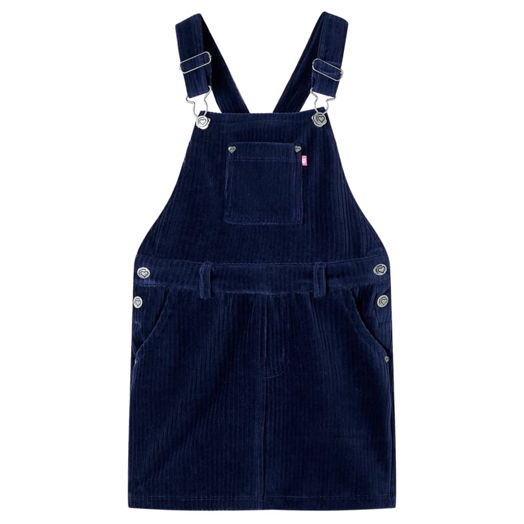 Vestido com peitilho para criança bombazina azul-marinho 104