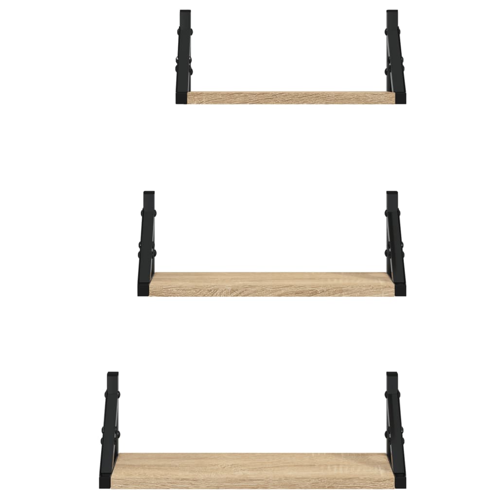 3 Pcs prateleiras parede derivados de madeira carvalho sonoma