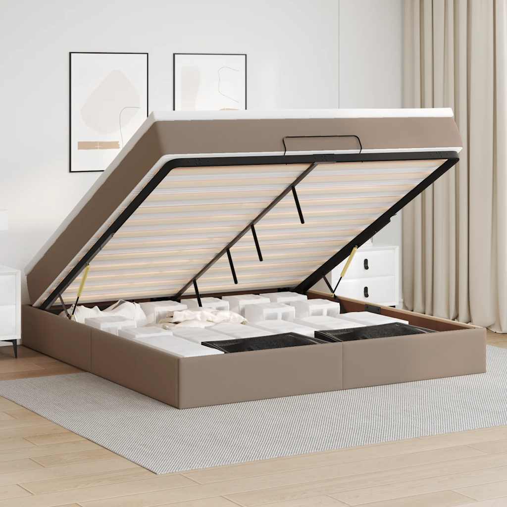 Estrutura de cama otomana com colchão cappucino 160x200 cm