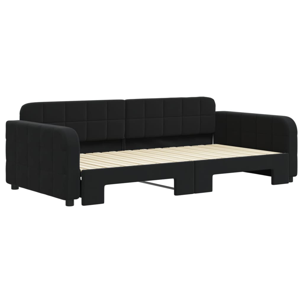 Sofá-cama com gavetão 100x200 cm veludo preto
