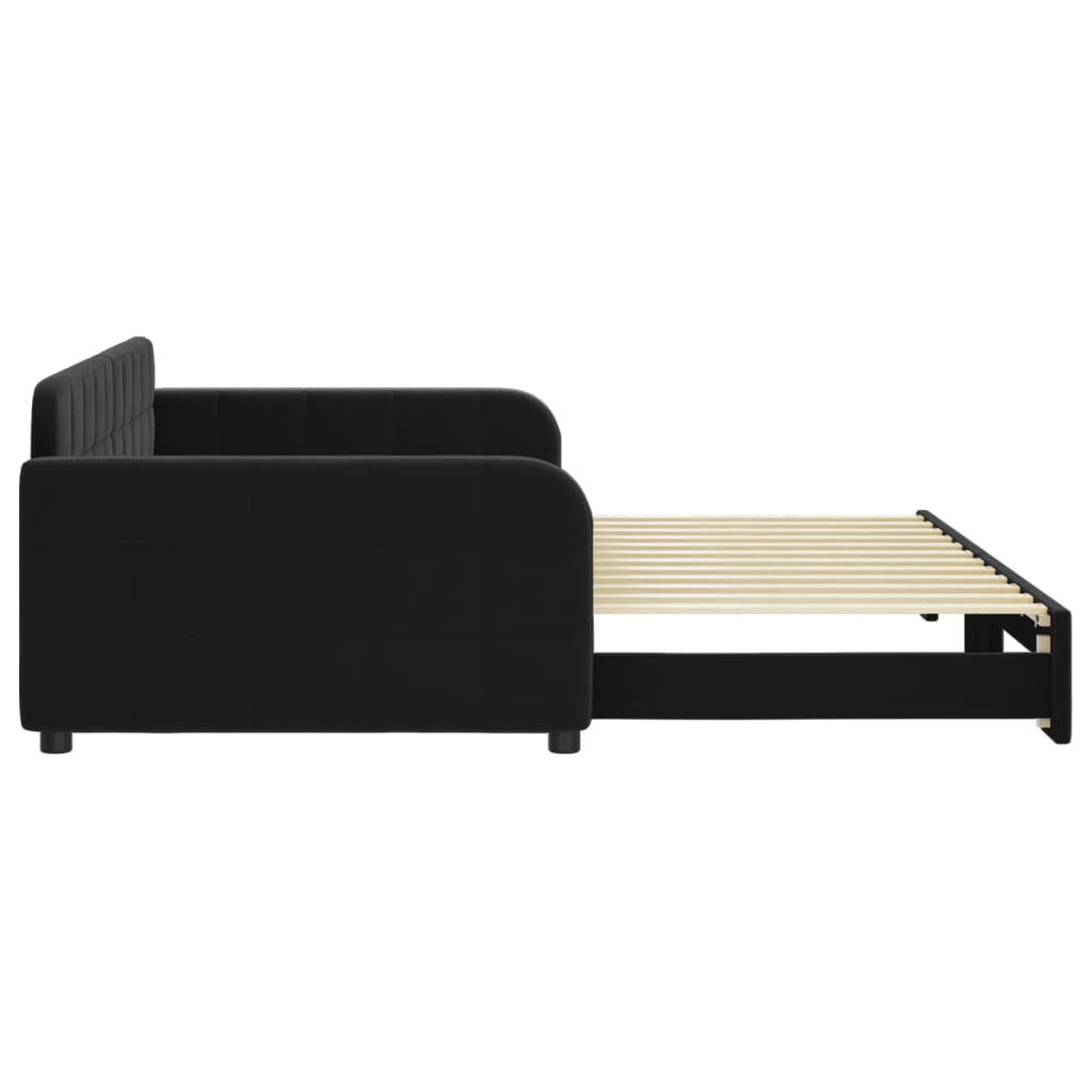 Sofá-cama com gavetão 100x200 cm veludo preto