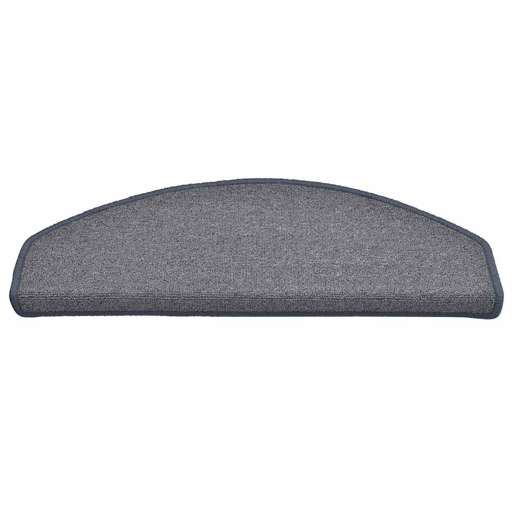 Tapetes de escada 30 peças 65x24x4 cm cinza claro e azul semicircular grande