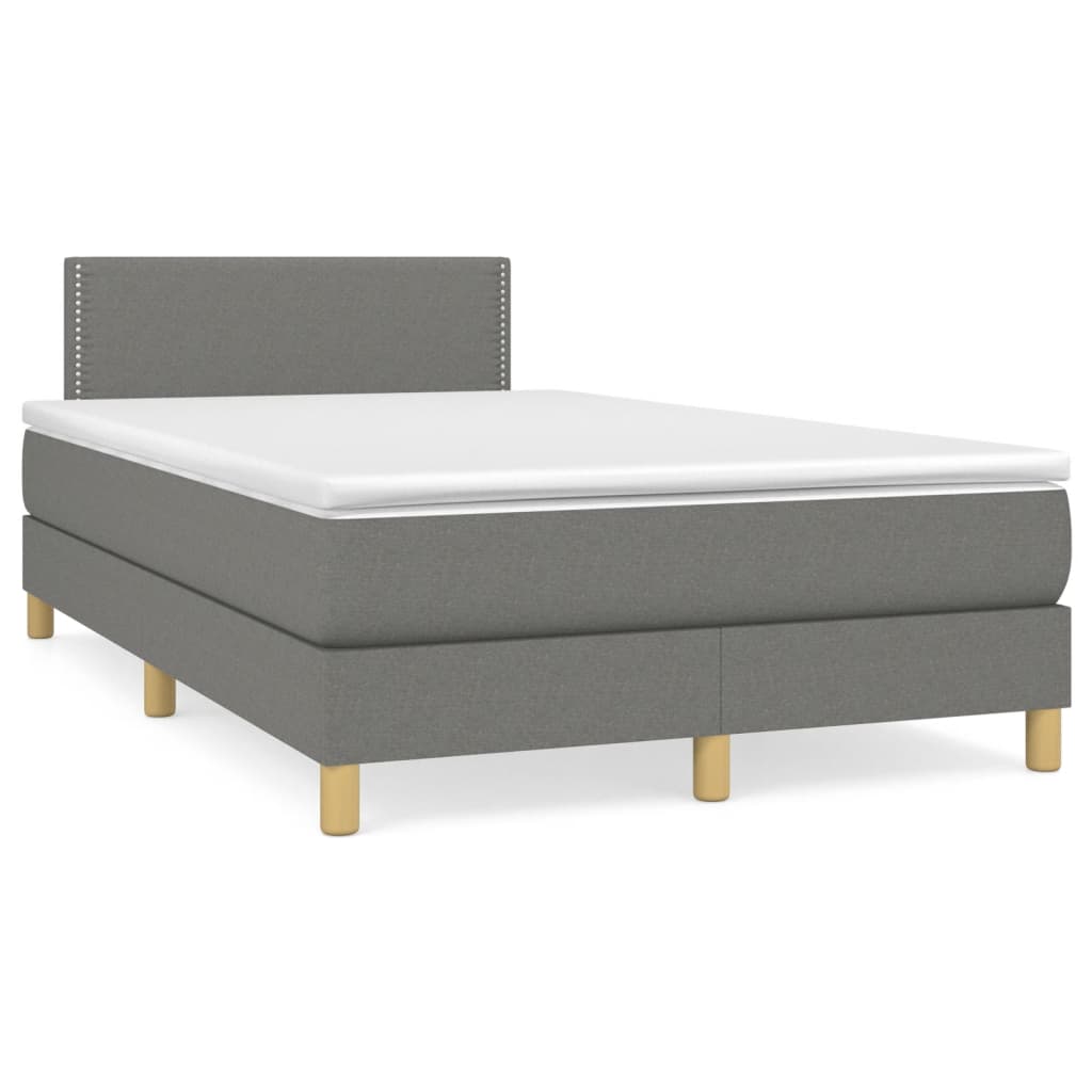 Cama boxspring com colchão 120x190 cm tecido cinzento-escuro