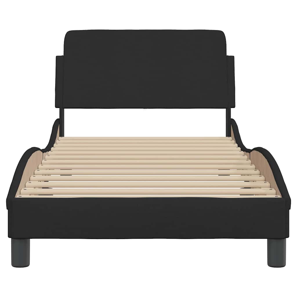 Estrutura de cama com cabeceira dover tecido 90x200 cm preto